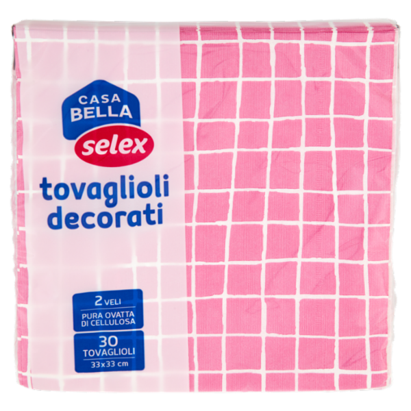 Selex Casa Bella Tovaglioli 2 Veli 33X33 cm Decoro Scacchi Fucsia 30 pezzi