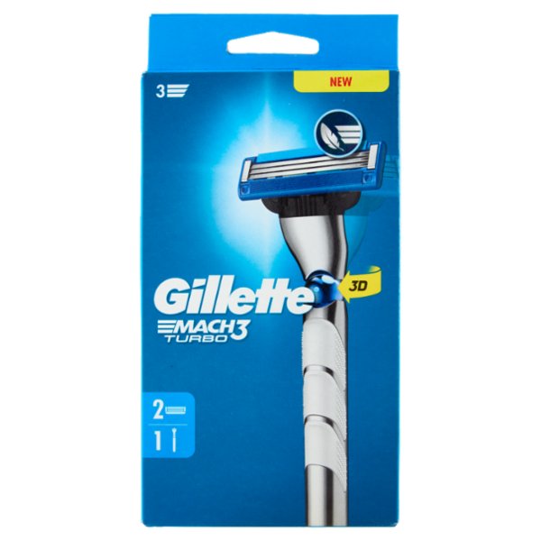 Gillette Rasoio Uomo Mach3 Turbo A 3 Lame, 1 Manico + 3 Lamette Barba