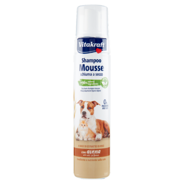 Vitakraft Shampoo Mousse schiuma a secco con avena 200 ml