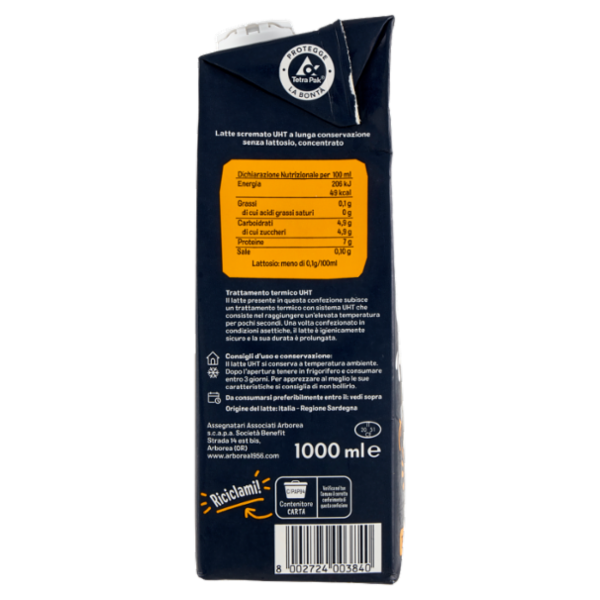 Arborea A+ Pro Latte Zero Grassi Senza Lattosio 1000 ml