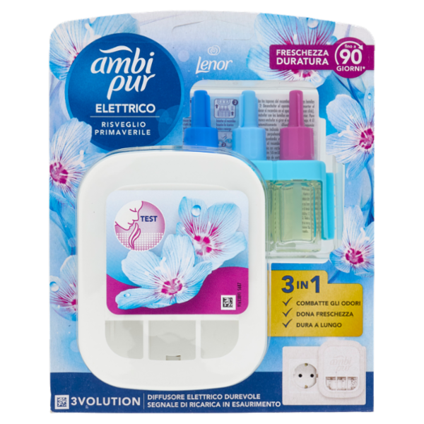 Ambi Pur Profumatore per Ambienti Diffusore Elettrico+Ricarica 3Volution, Risveglio Primaverile 20ml