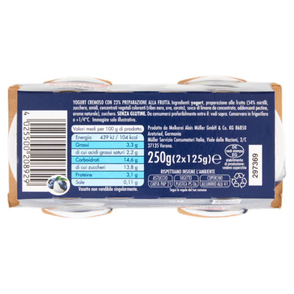 müller Yogurt Cremoso Mirtillo in Pezzi 2 x 125 g