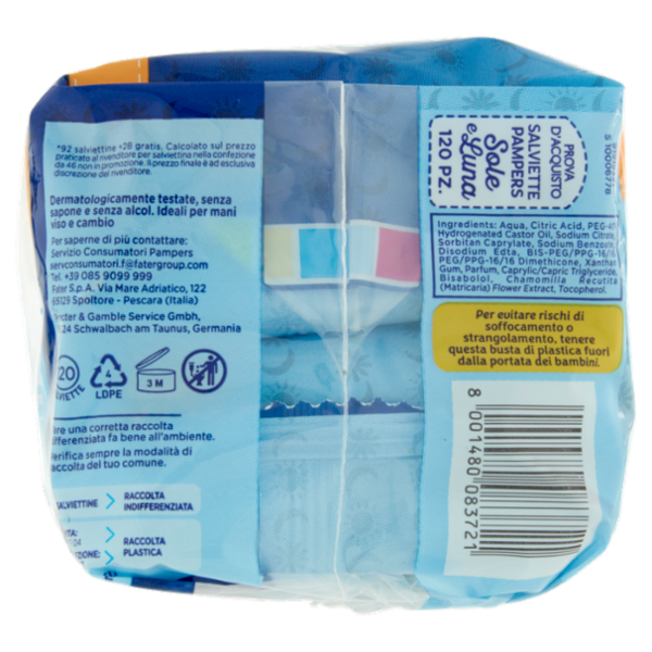 Pampers Sole e Luna Salviette 120 pz