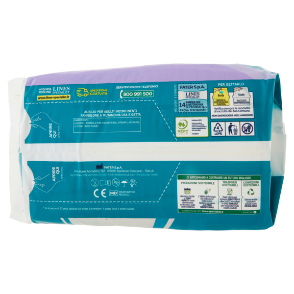 Lines Specialist Unisex Pannoloni a Mutandina Tg. L Super/Maxi 12+2 pz