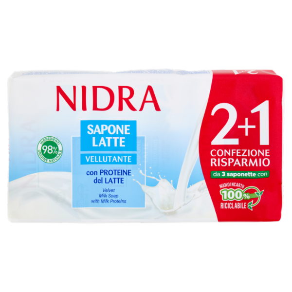 Nidra Sapone Latte Vellutante con Proteine del Latte 3 x 90 g