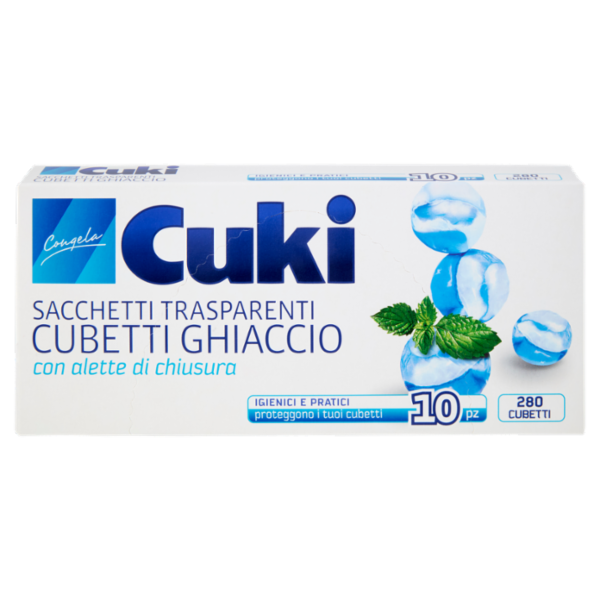 Cuki Congela Sacchetti Trasparenti Cubetti Ghiaccio con alette di chiusura 10 pz