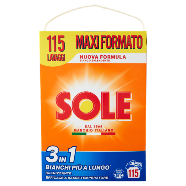Sole Polvere lavatrice Bianco Splendente 115 lavaggi 5,75 kg