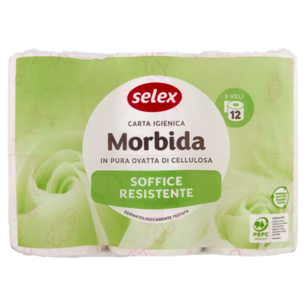 Selex Carta Igienica 3 Veli 180 Strappi 12 Rotoli