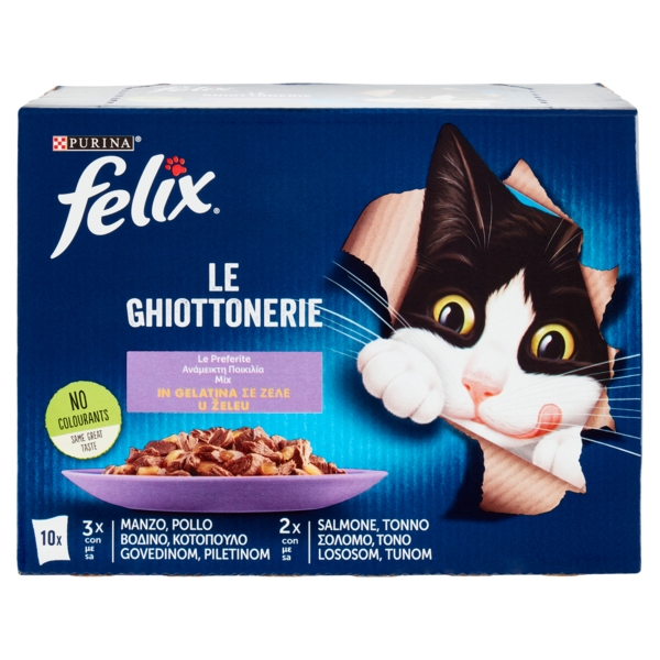 FELIX Le Ghiottonerie le Preferite in Gelatina (Manzo/Pollo & Salmone/Tonno) 10 x 85 g