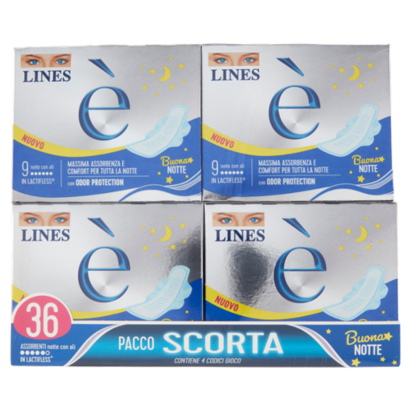 Lines è Assorbenti notte con ali 4 x 9 pz