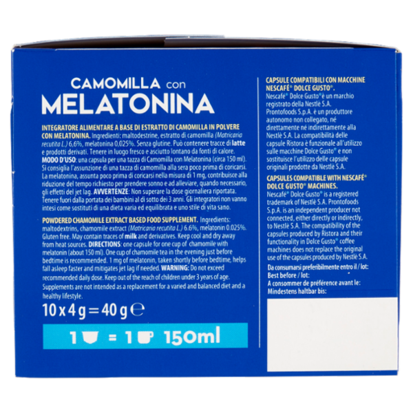 ristora Camomilla con Melatonina Capsule Compatibili con Macchine Nescafè Dolce Gusto 10 x 4g