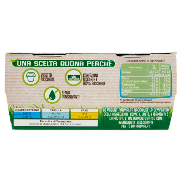 parmalat Yogurt Intero al Cocco in Pezzi 2 x 125 g