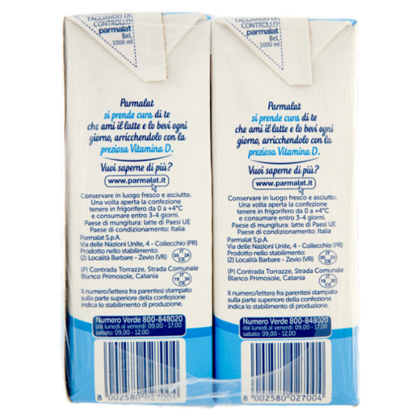 parmalat Bontà e Linea con Vitamina D Latte Parzialmente Scremato 6 x 1000 ml