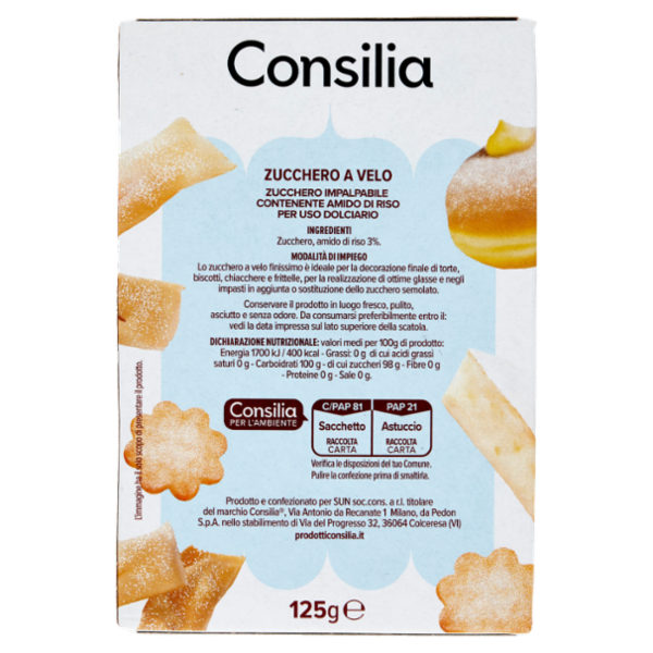 Consilia Zucchero a Velo Finissimo 125 g