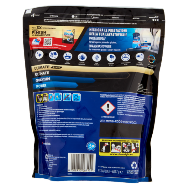 Finish Ultimate Limone pastiglie lavastoviglie 53 lavaggi 683,7 g