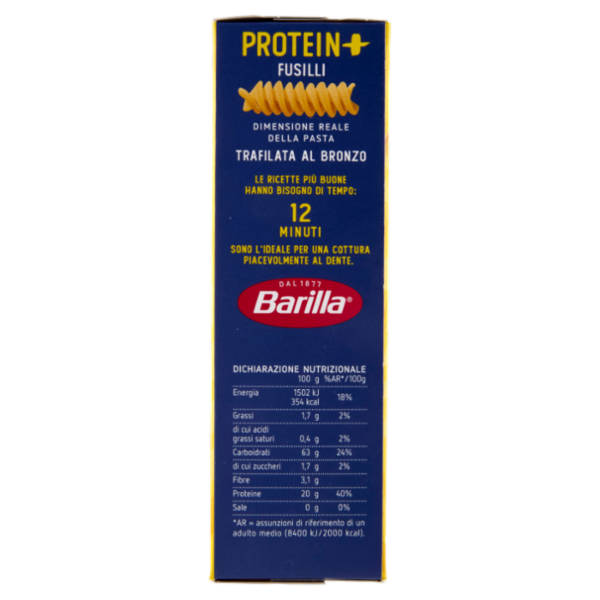 Barilla Protein+ Fusilli, Pasta Ricca di Proteine di Origine Vegetale, 400 g