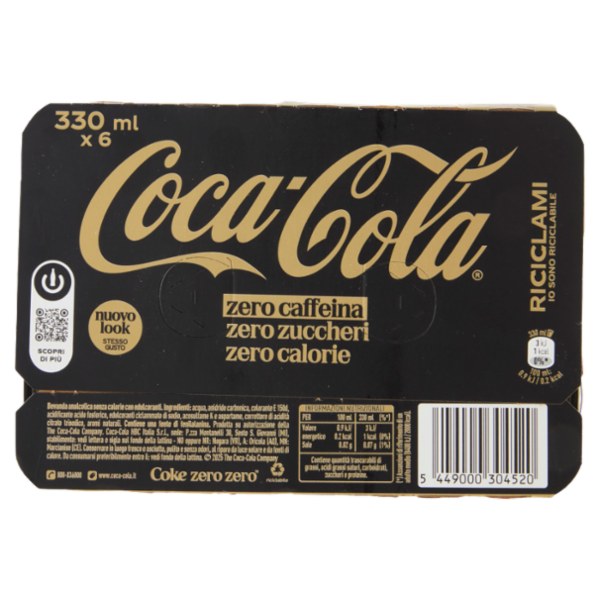 Coca-Cola Zero Caffeina Zero Zuccheri Can 6 X 33 cl