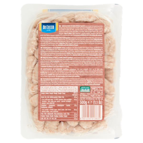 De Cecco Integrale Gnocchi di Patate Fresche con Farina Integrale 500 g