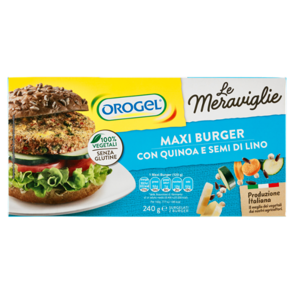 Orogel le Meraviglie Maxi Burger con Quinoa e Semi di Lino Surgelati 2 x 120 g