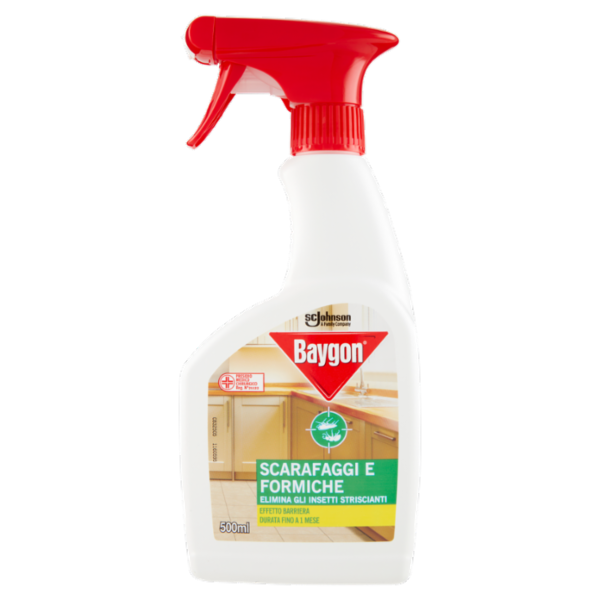 Baygon Scarafaggi e Formiche Trigger Insetticida, Barriera fino a 1 mese, 1 Trigger da 500 ml