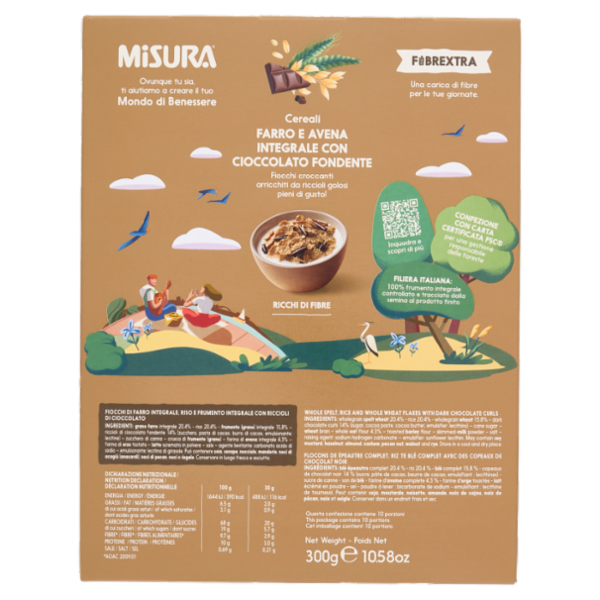 Misura Fibrextra Cereali Farro e Avena Integrale con Cioccolato Fondente 300 g