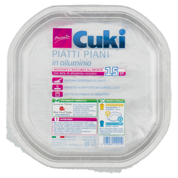 Cuki Presenta Piatti Piani in alluminio 15 pz