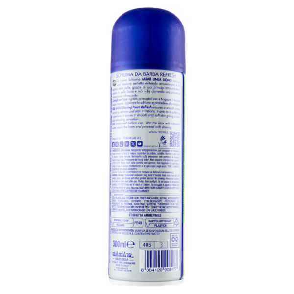 milmil Schiuma da Barba Refresh Multitask 3 in 1 Viso Testa Corpo 300 ml