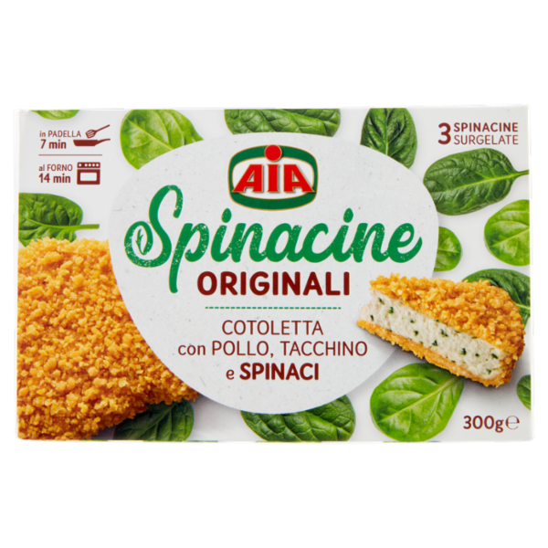 Aia Spinacine Originali Cotoletta con Pollo, Tacchino e Spinaci Surgelate 300 g