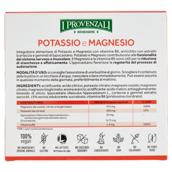 I Provenzali Benessere Potassio e Magnesio Ricarica e Vitalità bustine idrosolubili 20 x 3,5 g