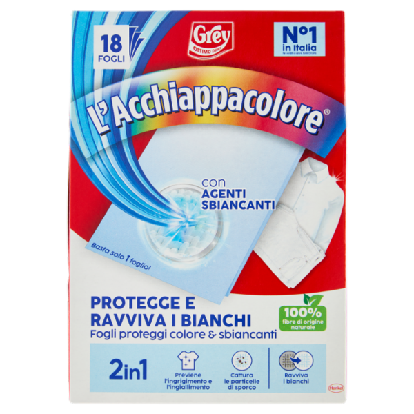 GREY l'Acchiappacolore Protegge e Ravviva i Bianchi 18 Fogli