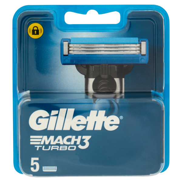 Gillette Lamette di Ricambio per Rasoio da Uomo Mach3 Turbo, 5 Ricariche