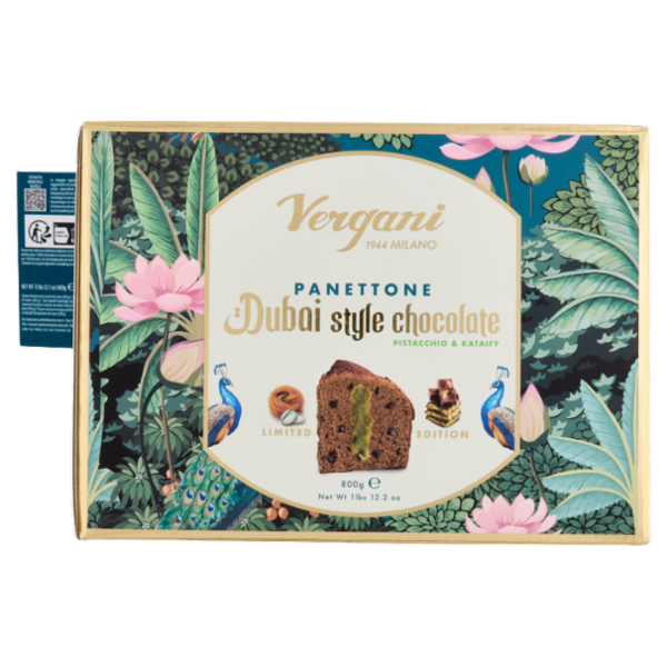 Vergani Panettone Dubai style chocolate Pistacchio e Kataify 800 g
