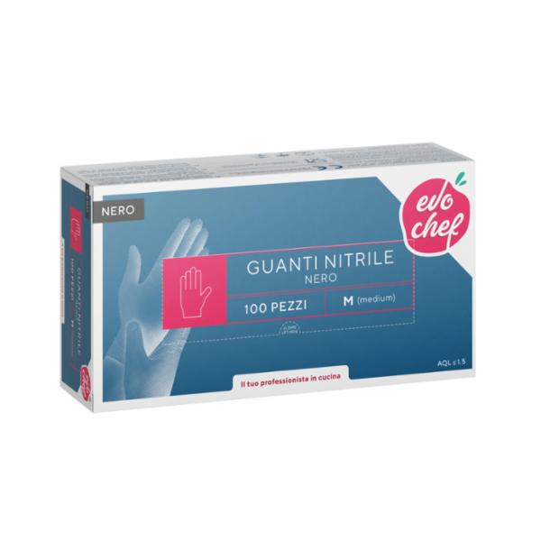 Evo Chef Guanti Monouso in Nitrile Nero M