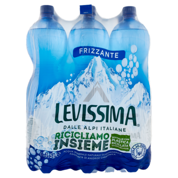 LEVISSIMA, Acqua Frizzante R-PET 25% 6 x 1,5 L
