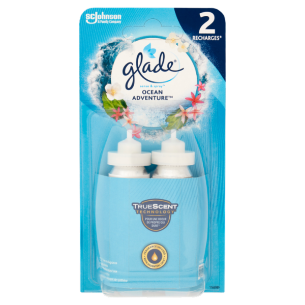 Glade Sense&Spray Doppia Ricarica, Profumatore Ambienti con Sensore Fragranza Ocean Adventure 2x18ml