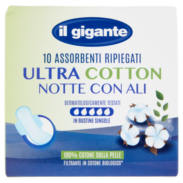 IL GIGANTE Assorbenti Ripiegati Ultra Cotton Notte con Ali 10 pz