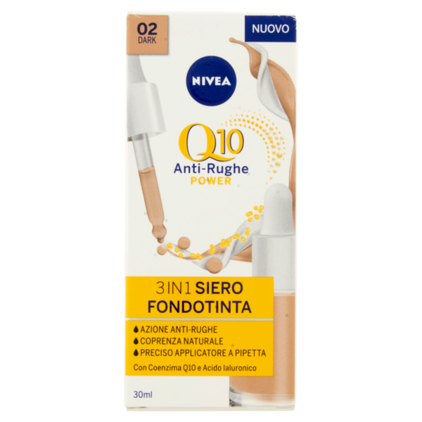 Nivea Q10 Anti-Rughe Power 3in1 Siero Fondotinta 02 Dark 30 ml