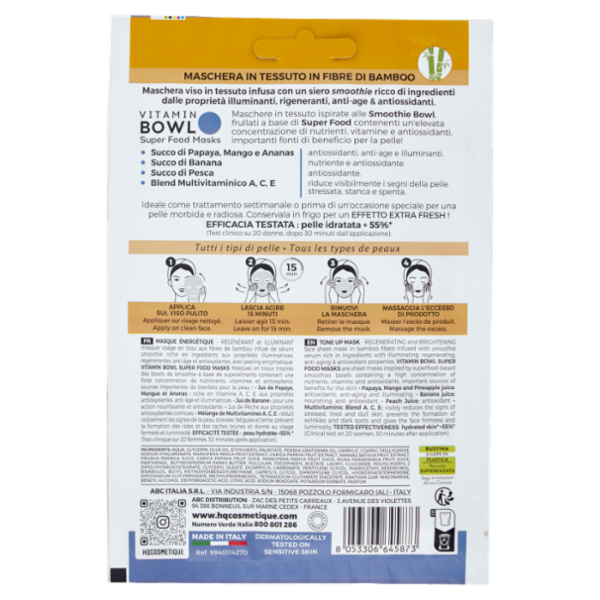 HQ Ingredients Maschera Tone-Up Papaya - Mango - Ananas - Pesca