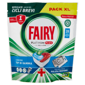 Fairy Pastiglie Lavastoviglie Platinum Plus Pulizia Profonda, Detersivo Piatti Erbe 28 Capsule 434 g