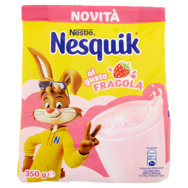 NESQUIK Fragola Preparato per Bevanda Solubile gusto Fragola Sacchetto 350g