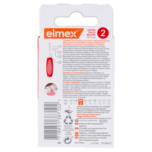 elmex scovolino Interdentale pulizia efficace 0,5mm, 8 pezzi