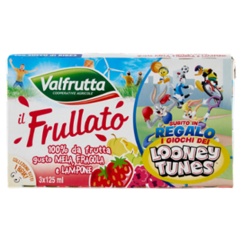 Valfrutta Il Frullato 100% Da Frutta Gusto Mela, Fragola e Lampone 3 x 125 Ml