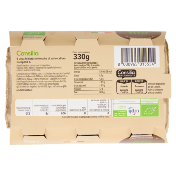 Consilia 6 Uova Fresche Bio 330 g