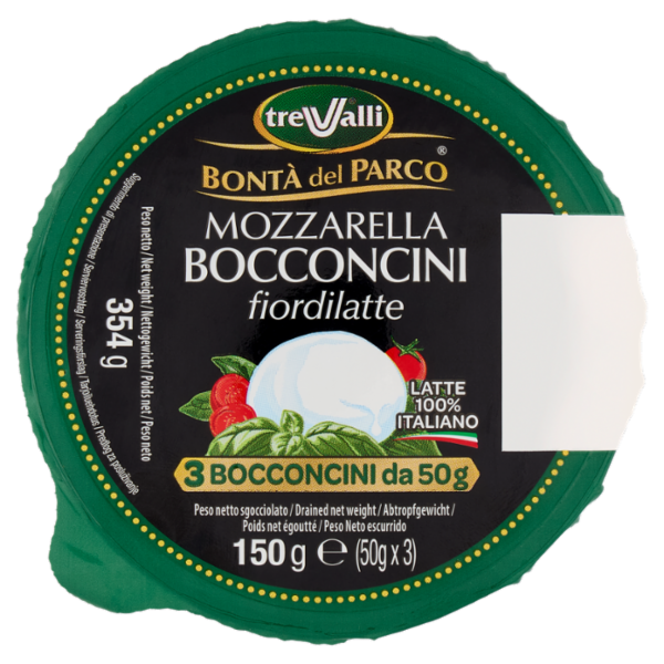 treValli Bontà del Parco Mozzarella Bocconcini fiordilatte 3 x 50 g
