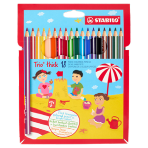STABILO Trio Thick Matite Colorate Triangolari Ed Ergonomiche - Astuccio Da 18 Pz.