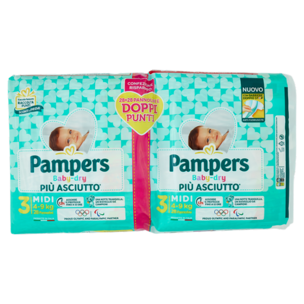 Pampers Baby-dry Midi 28 + 28 pz