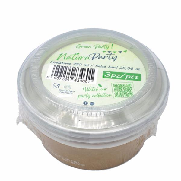 Natura Party Insalatiera Cartoncino Con Coperchio X3