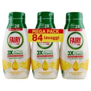 Fairy Gel Lavastoviglie Platinum Extra Brillantezza, Detersivo Piatti Limone 3x28=84 Lavaggi 3x504ml
