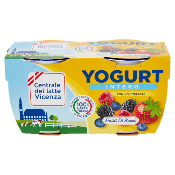 Centrale del latte Vicenza Yogurt Intero Frutta Frullata Frutti di Bosco 2 x 125 g