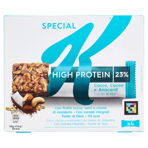 Kellogg's Special K High Protein 23% Cocco, Cacao e Anacardi 4 x 28 g